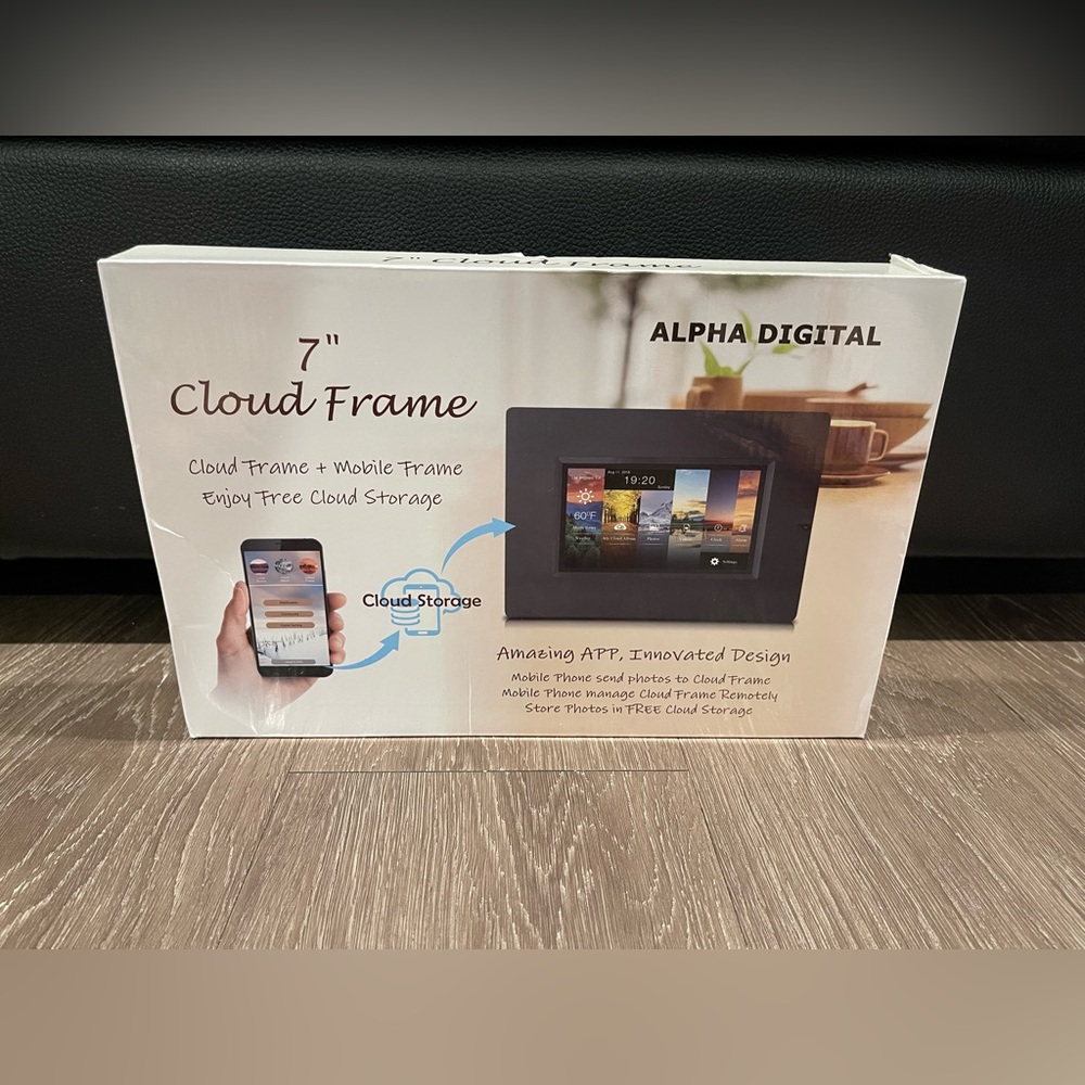 Alpha Digital 7 in Cloud Photo Frame, Black